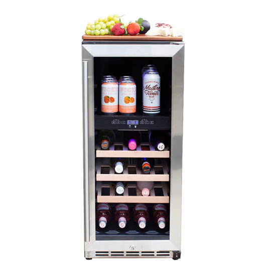 TrueFlame 15" Outdoor Rated Dual Zone Wine Cooler - TF-RFR-15WD