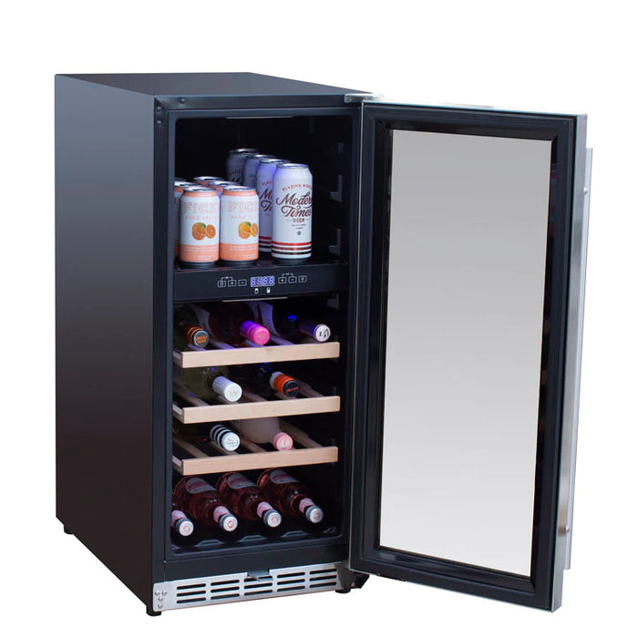 TrueFlame 15" Outdoor Rated Dual Zone Wine Cooler - TF-RFR-15WD