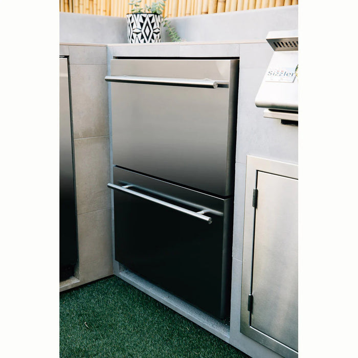 TrueFlame 24" 5.3C Deluxe Outdoor Rated 2-Drawer Refrigerator - TF-RFR-24DR2