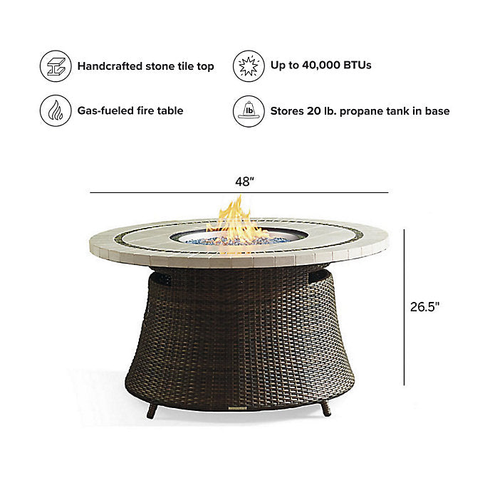 Firetop Table Outdoor Stone Top Fire Table in Dove — Marvellesures
