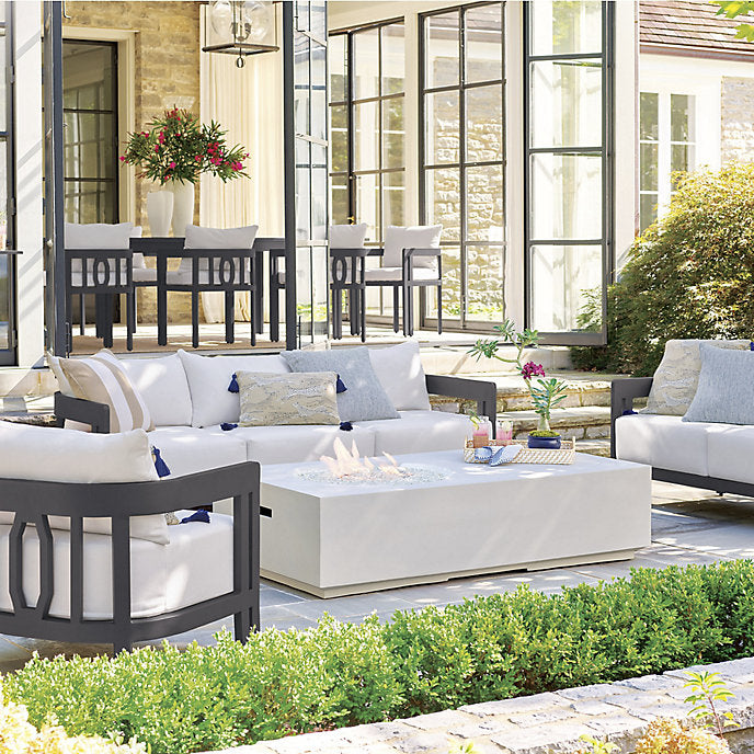 Carmela Fire Table in White Finish - Lava rocks and Weather Cover included