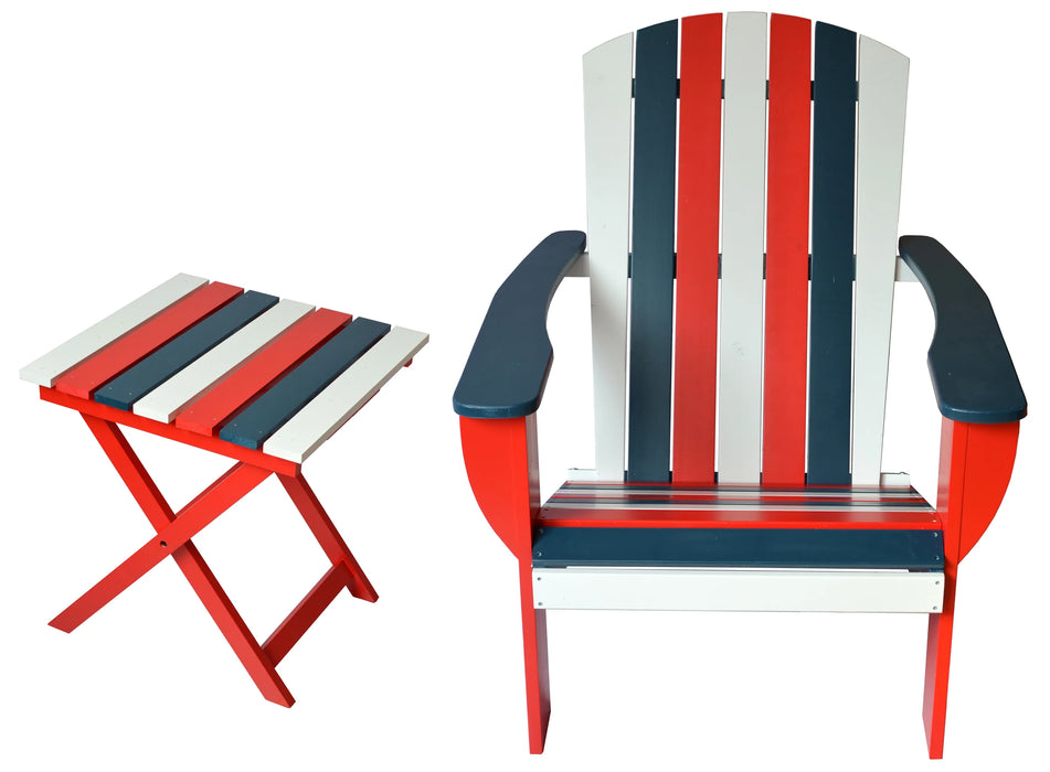 Spirit of America Extra-Wide Solid Cedar Adirondack Chair with Built-In Bottle Opener and Matching Folding Table
