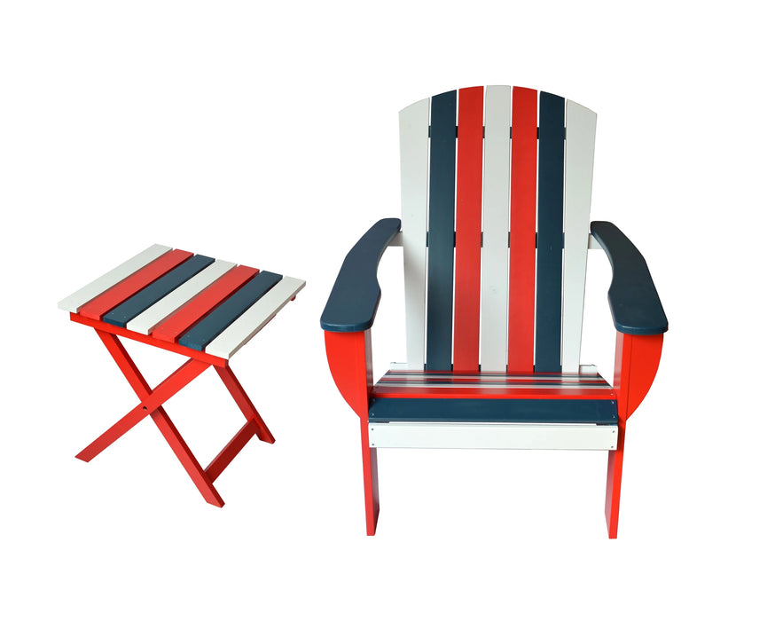 Spirit of America Extra-Wide Solid Cedar Adirondack Chair with Built-In Bottle Opener and Matching Folding Table