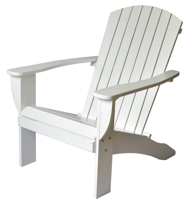 White Extra-Wide Solid Cedar Adirondack Chair with Built-In Bottle Opener and Matching Folding Table