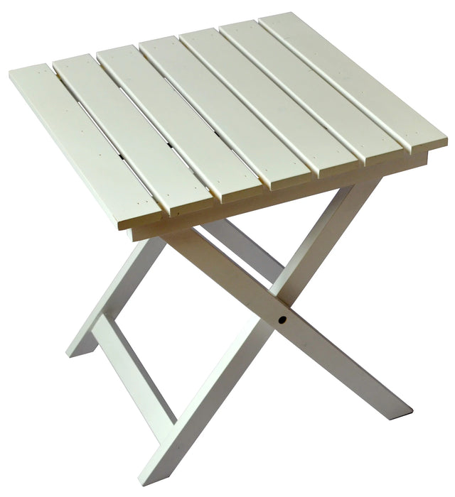 White Extra-Wide Solid Cedar Adirondack Chair with Built-In Bottle Opener and Matching Folding Table