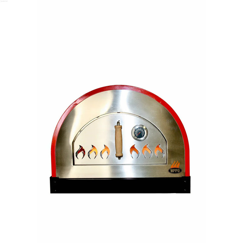 WPPO Hybrid 25 in. Wood & Gas Fired Pizza Oven (Red) with Cart and Gas Attachment - WKE-04WG-RED