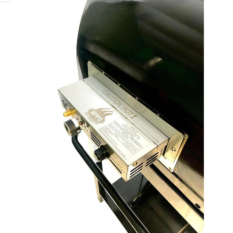 WPPO Hybrid 25 in. Wood & Gas Fired Pizza Oven (Black) with Cart and Gas Attachment - WKE-04WG-BLK