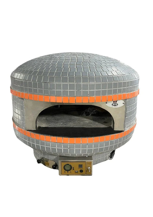 WPPO Lava Series 48 in. Digital Controlled Wood Fired Pizza Oven (Grey/Orange Tile) with Convection Fan - WKPM-D1200