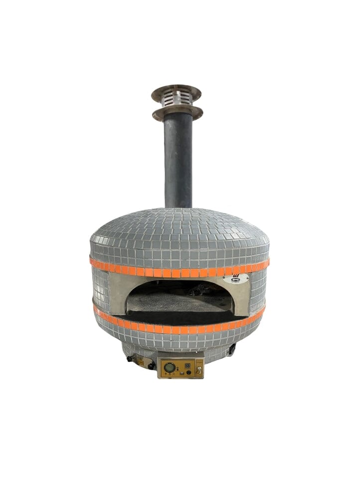 WPPO Lava Series 48 in. Digital Controlled Wood Fired Pizza Oven (Grey/Orange Tile) with Convection Fan - WKPM-D1200
