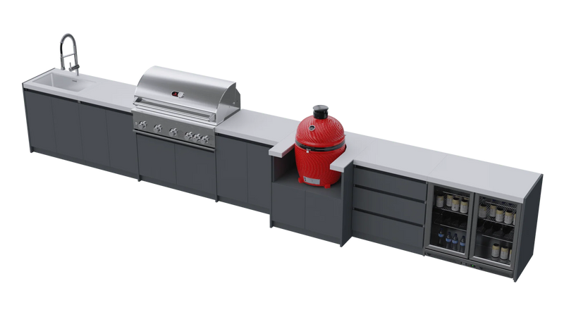 Whistler Fairford Grey Outdoor Kitchen Burford 5 Burner Barbecue