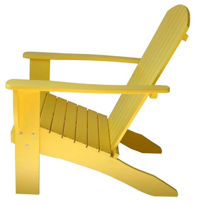 Yellow Extra-Wide Solid Cedar Adirondack Chair with Built-In Bottle Opener and Matching Folding Table