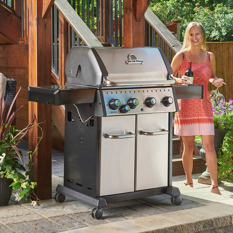 Broil King CRN-S490 Crown S490 Stainless Steel 4-Burner Gas Grill with Rotisserie and Side Burner, 57-Inches