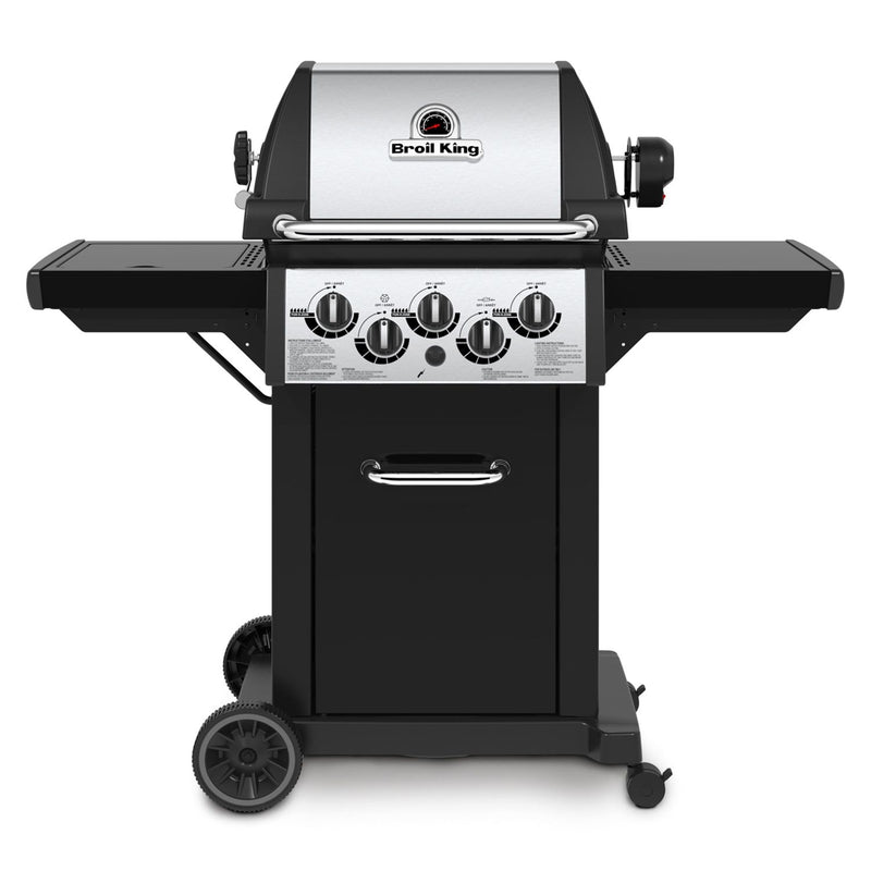 Broil King MON-390 Monarch 390 3-Burner Grill on 2-Wheel Cart with Side Burner, 22-Inches