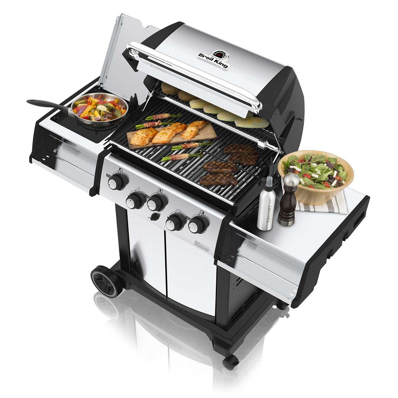 Broil King SIG-390 Signet 390 3-Burner Grill on 2-Wheel Cart with Side Burner, 25.5-Inches