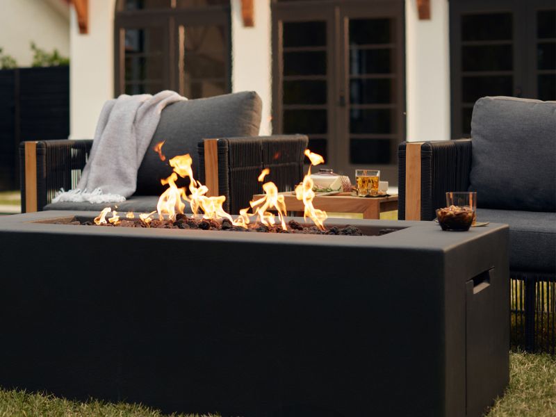 Blaze 60-Inch Rectangular Concrete Gas Fire Pit Table in Phantom