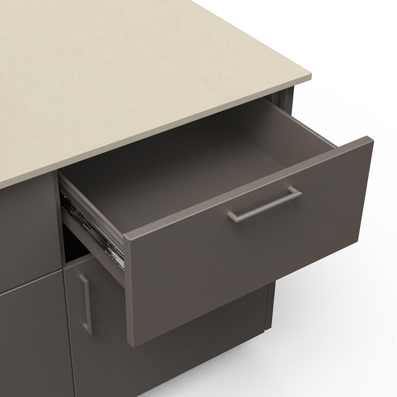 Blaze Golden Hour 10-Ft Outdoor Kitchen Island w/ 40-Inch Premium LTE+ Grill, Fridge, Sink in Gunmetal w/ Aeris Countertop