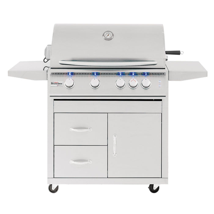 Summerset SIZPRO32-CART-SIZ32 Sizzler Pro Series Gas Grill On Deluxe Cart, 32-Inch