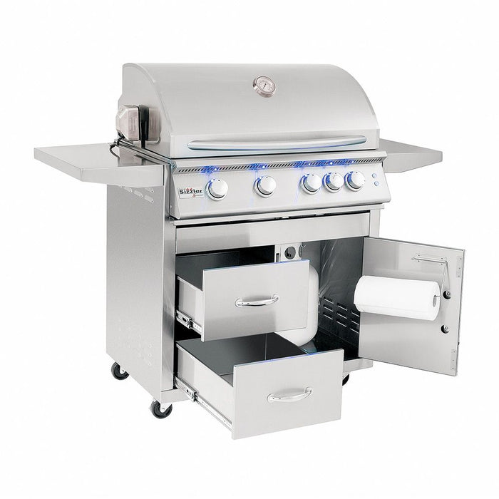 Summerset SIZPRO32-CART-SIZ32 Sizzler Pro Series Gas Grill On Deluxe Cart, 32-Inch
