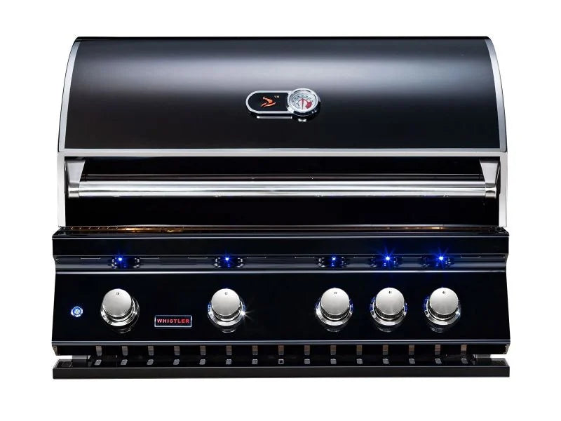 Whistler 34-Inch 4-Burner Gas Grill With Rear Infrared Burner, Grill Lights, Rotisserie Kit & Cover - Black Stainless