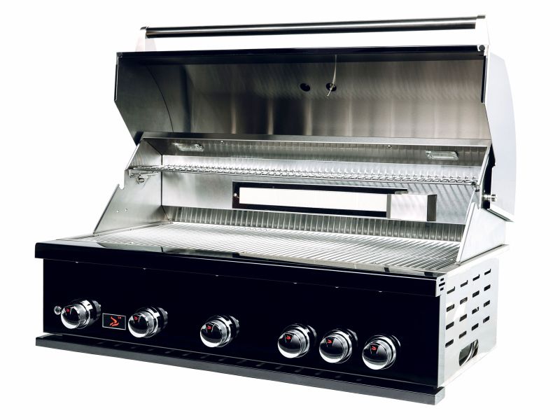 Whistler 5-Burner 172 x 28-Inch Gas Grill Island with Infrared Rear Burner, Refrigerator, Sink, Double Side Burner, and Rotisserie Kit - Black Stainless