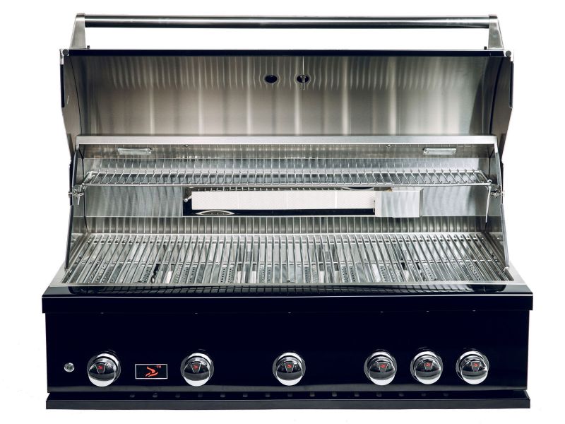 Whistler 5-Burner 172 x 28-Inch Gas Grill Island with Infrared Rear Burner, Refrigerator, Sink, Double Side Burner, and Rotisserie Kit - Black Stainless