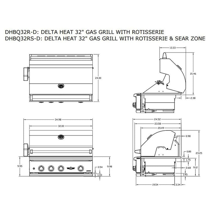 Delta Heat DHBQ32-D Built-In Gas Grill, 32-Inches