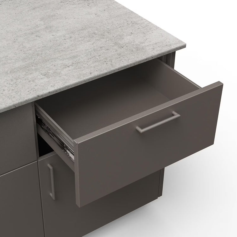 Blaze Morning Glow 10-Ft Outdoor Kitchen Island w/ 32-Inch Premium LTE+ Grill, Fridge in Gunmetal w/ Keon Countertop