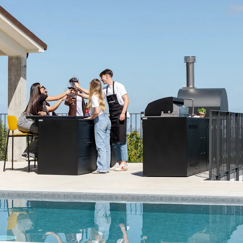 Outdoor Kitchen Elysia Paired Fontana Maestro 60 Gas Pizza Oven