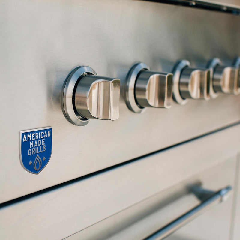 American Made Grills AMG-ENC54-CART Encore 54-Inch Dual Fuel Wood and Gas Grill with Infrared Searing Burner and Rotisserie Kit on Cart