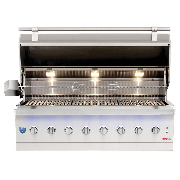 American Made Grills AMG-ENC54 Encore 54-Inch Built-In Dual Fuel Wood and Gas Grill with Infrared Searing Burner and Rotisserie Kit