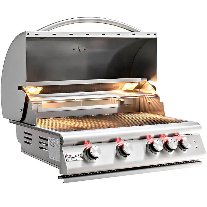 EZ Finish Systems 10 Ft Ready-To-Finish Outdoor Grill Island w/ Blaze Premium LTE 32-Inch Grill, Double Burner, Combo, Trash Drawer, & Refrigerator