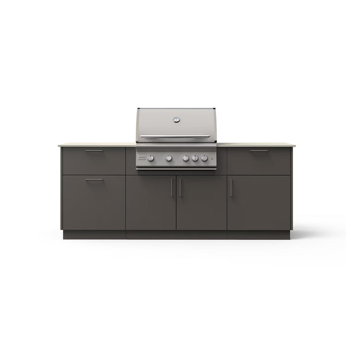 Blaze Sunrise 8-Ft Outdoor Kitchen Island w/ 32-Inch LTE+ Gas Grill in Gunmetal w/ Aeris Countertop