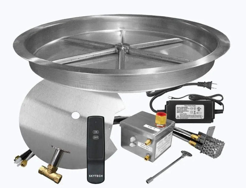 Firegear 33" SS Round Pan Gas Fire Pit Kit with Remote FPB-33RBSAWS
