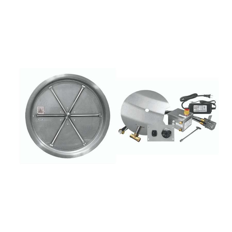 Firegear 33" SS Round Pan Gas Fire Pit Kit with Remote FPB-33RBSAWS