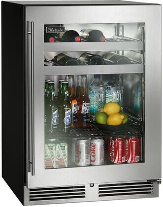 Perlick 24 Inch Built-In Beverage Center, R600a Refrigerant, Touch-Screen Control Operation, and Energy Star Rated: Stainless Steel Glass Door, Lock Factory Installed