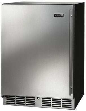 Perlick 24 Inch Built-In Beverage Center, R600a Refrigerant, Touch-Screen Control Operation, and Energy Star Rated: Stainless Steel Solid Door, Lock Factory Installed
