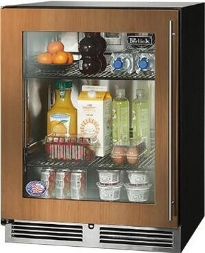 Perlick 24 Inch Built-In Beverage Center with 16 Bottle and 62 Can Capacity, R600a Refrigerant, Energy Star Rated: Panel Ready Glass Door, Lock Factory Installed