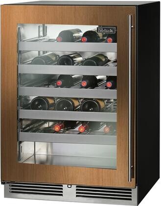 Perlick 24 Inch Wine Reserve with 45 Bottle Capacity, 5 Extension Wine Racks, and UL Listed: Single Zone, Panel Ready Glass Door, Lock Factory Installed
