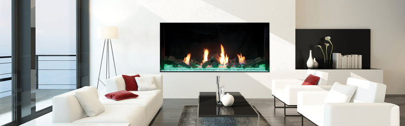 Plaza 75'' Linear, Single-Sided, Glass Barrier, Fireplace