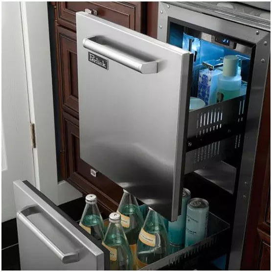 Perlick 15 Inch Built-in Undercounter Refrigerator Drawers with 2.8 cu. ft. Capacity, 2 Drawers, Front-Vented RAPIDcool Cooling System, ENERGY STAR and Digital Control Module: Stainless Steel