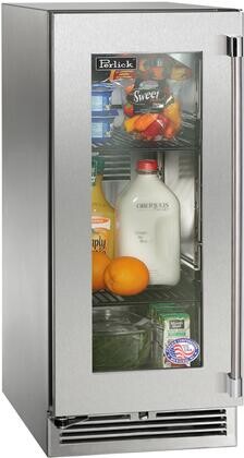 Perlick 15 Inch Built-in Undercounter Refrigerator with 2.8 cu. ft. Capacity, 2 Adjustable Full-Extension Pull-Out Wire Shelves, Stainless Steel Glass Door, Lock Factory Installed