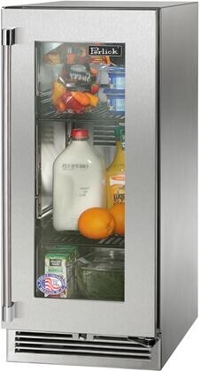 Perlick 15 Inch Built-in Undercounter Refrigerator with 2.8 cu. ft. Capacity, 2 Adjustable Full-Extension Pull-Out Wire Shelves, Stainless Steel Glass Door, Lock Factory Installed