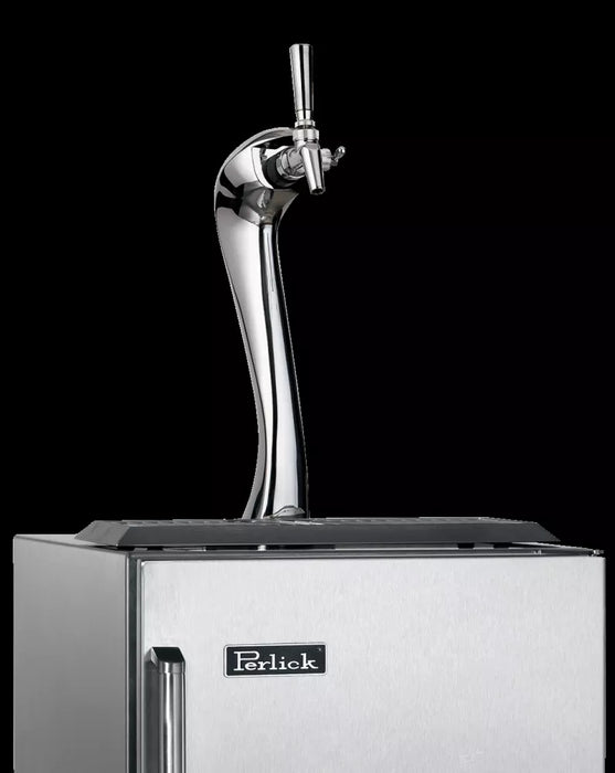 Perlick 15 Inch Built-in Indoor Beer Dispenser with 1 Sixth-Barrel Capacity, 525 BTU Compressor, Adara Tower Flow Control Faucet, Stainless Steel