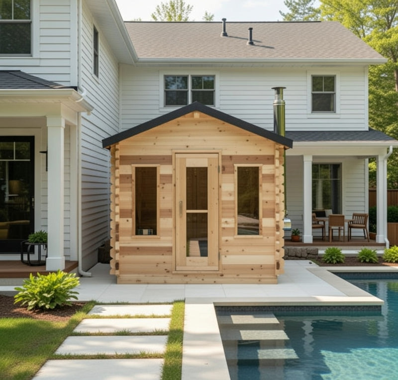 Dundalk Canadian CT Georgian Cabin Sauna with Changeroom | 2-6 People | Wood or Electric Heater