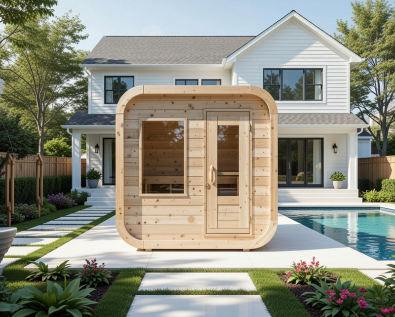 Dundalk Canadian Timber Luna White Cedar Outdoor Sauna | 2-4 People | Wood or Electric Heater