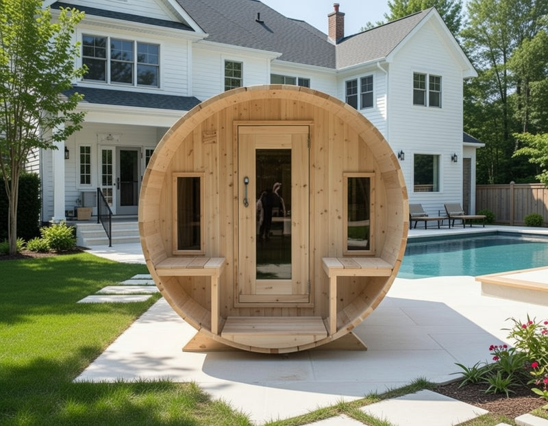 Dundalk Canadian Timber White Cedar Tranquility Outdoor With Shingle Roof | 2-4 People | Wood or Electric Heater