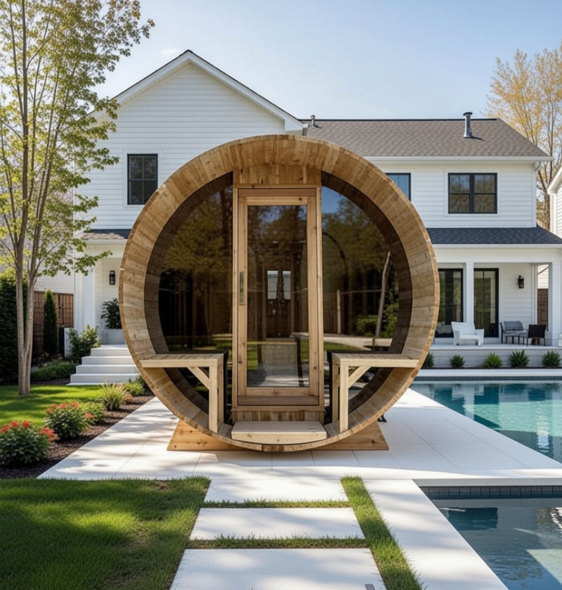 Dundalk Canadian Timber Tranquility MP Barrel Sauna | 2-4 People | Wood or Electric Heater