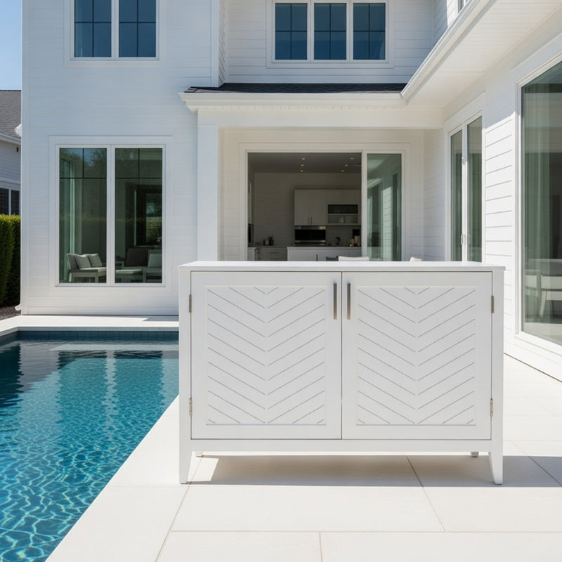Outdoor Kitchen Aluminum Cabinet with Two Doors in Matte White