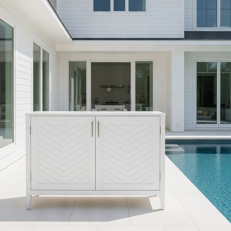 Outdoor Kitchen Aluminum Cabinet with Two Doors in Matte White