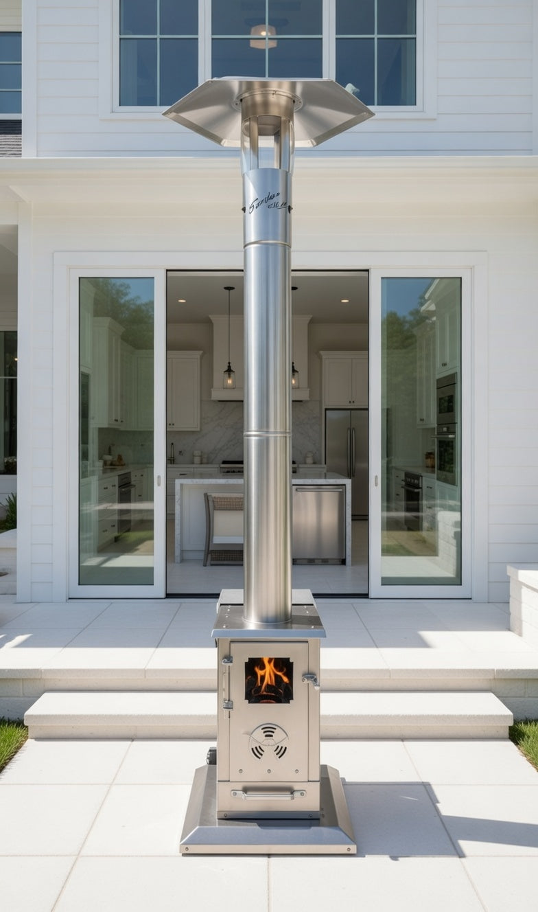 Big Timber Elite Wood Pellet Burning Patio Heater 90,000 BTU Stainless Steel